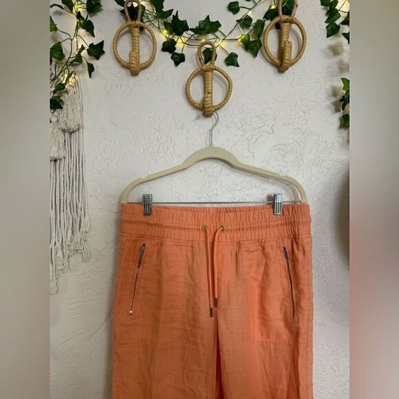 Athleta Cabo Orange Linen Joggers size 10 - Picture 3 of 4